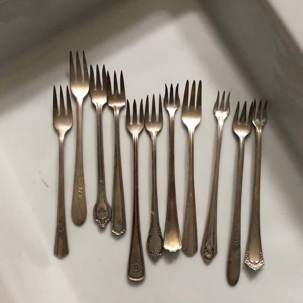 Vintage Sterling Silver plate shrimp forks